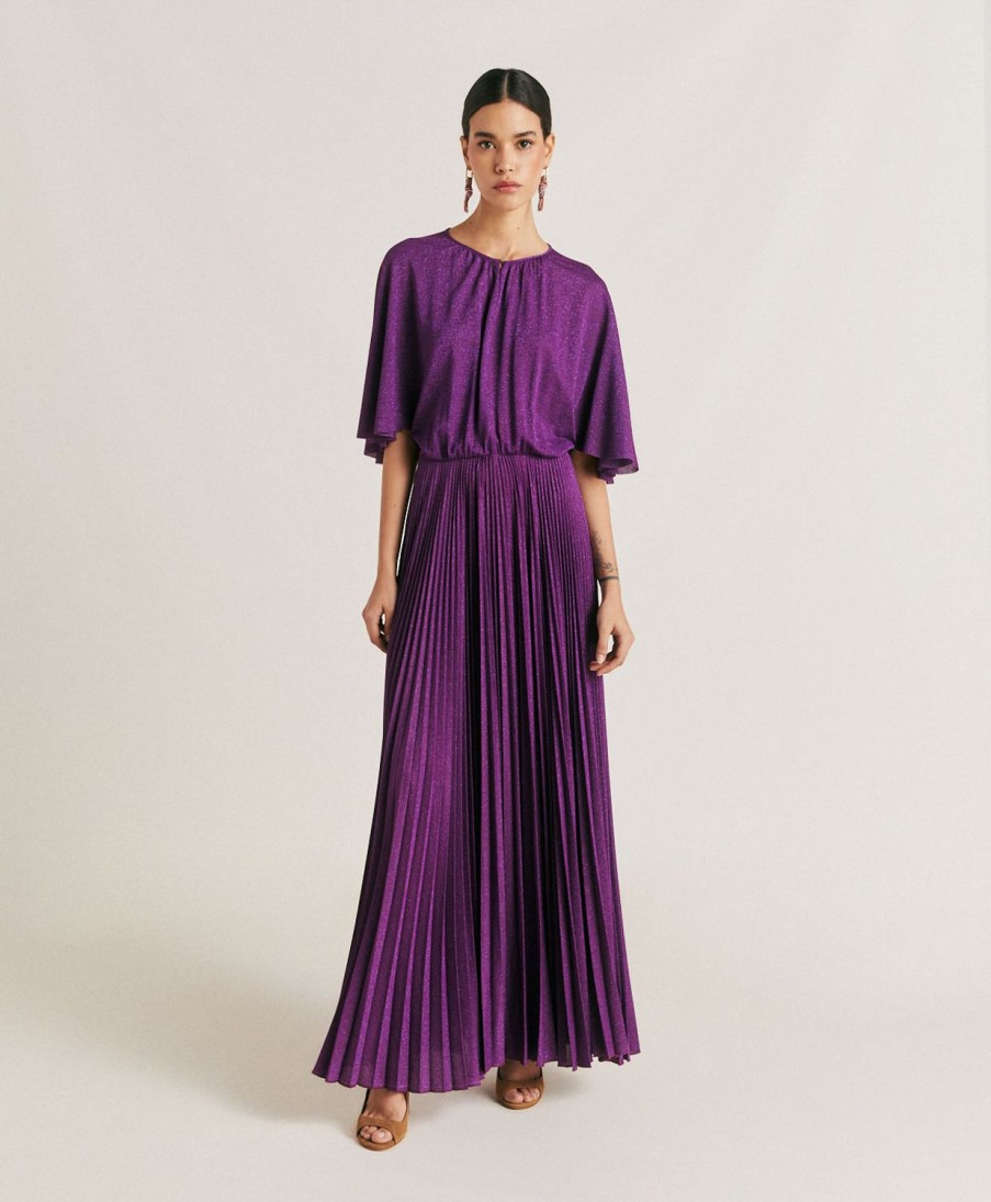 Momoni Paradisu Jurk In Jersey Lurex - Cyclamen