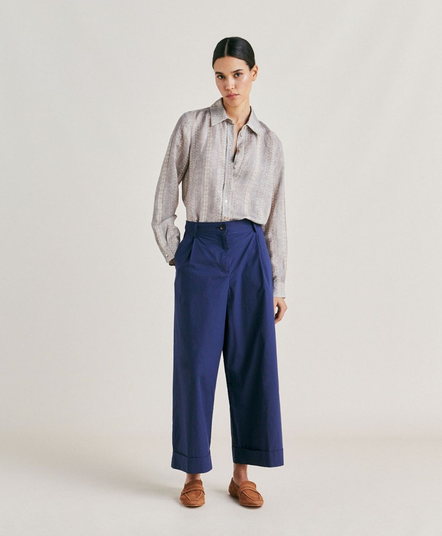 Momoni Grecale Poplin Broek - Blauw