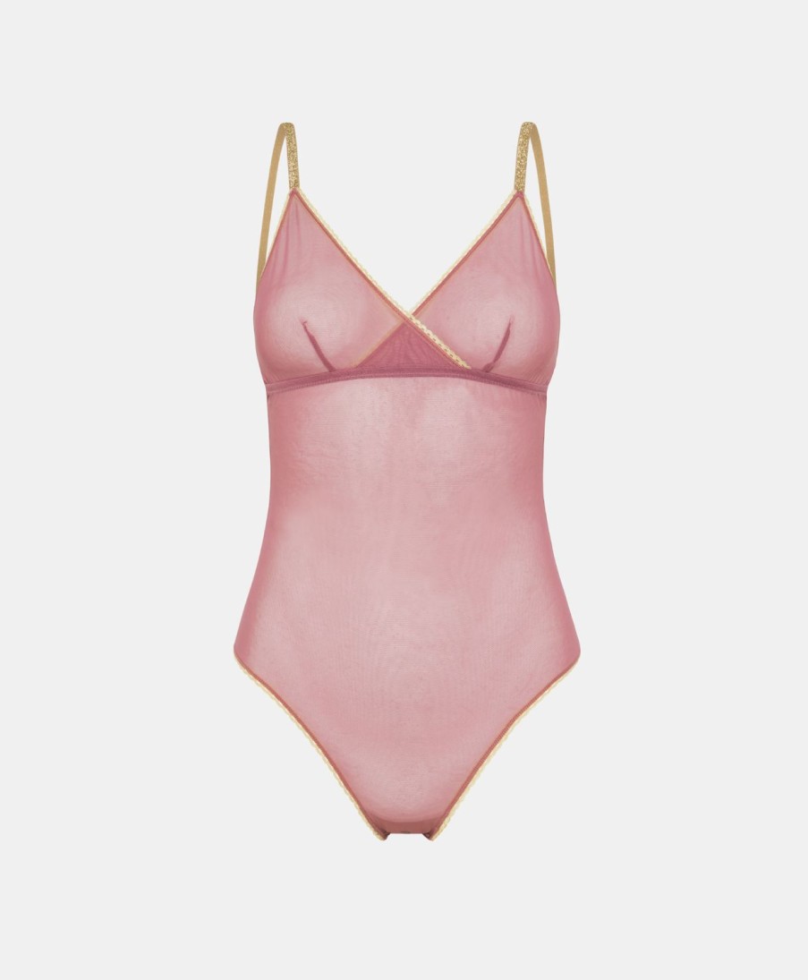 Momoni Gescheurde Tule Bodysuit - Antiek Roze