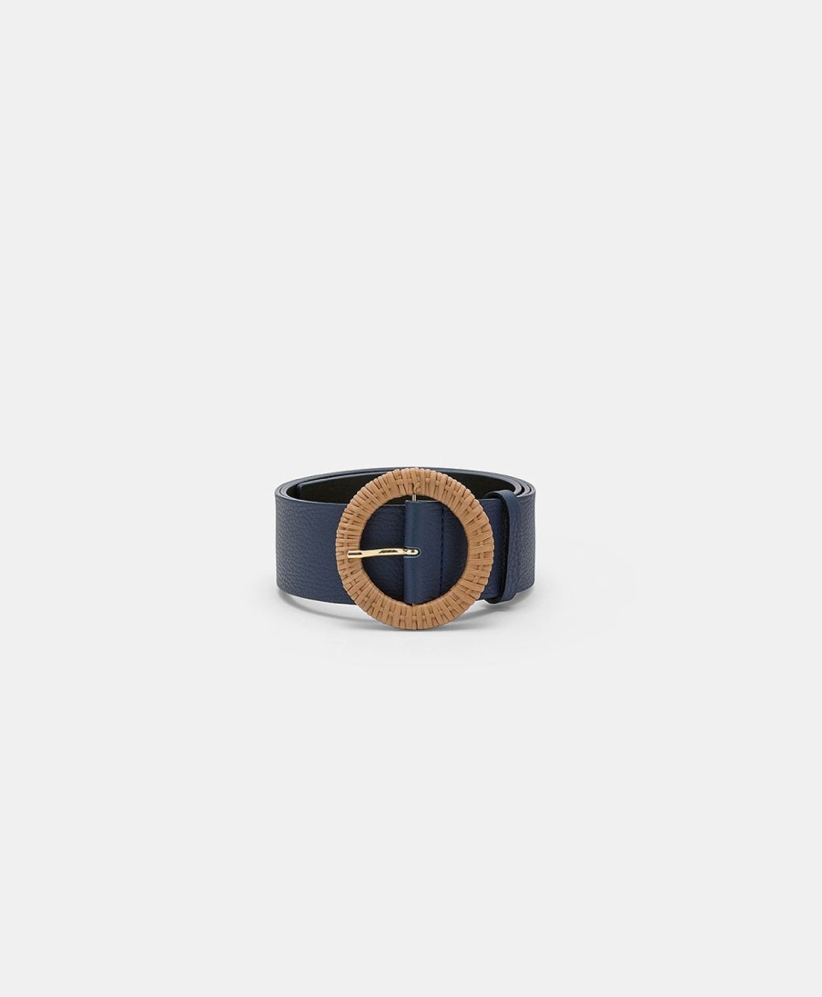 Momoni Adah Leren Riem - Blauw