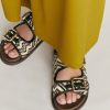 Momoni Chamorro Sandalen Met Weefsel - Bruin / Veelkleurig