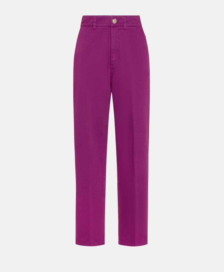 Momoni Fuchsia Bis Gabardine Broek - Cyclamen