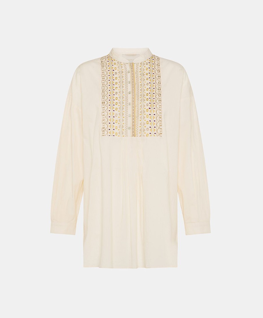 Momoni Raphael Blouse Met Geborduurde Katoenen Voile - Creme