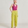 Momoni Fuchsia Bis Gabardine Broek - Zuur