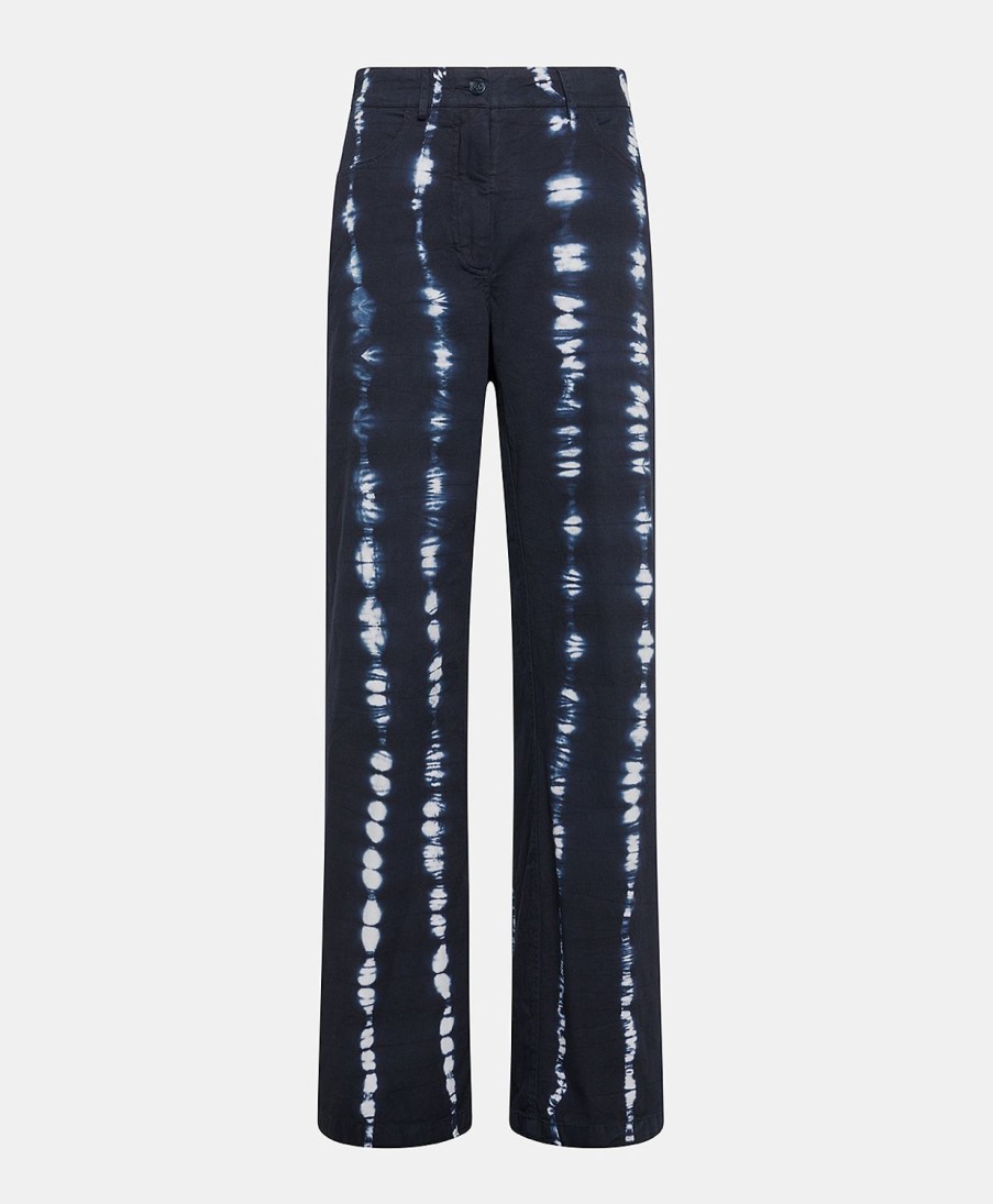 Momoni Olivina Tie&Dye Gabardine Broek - Inkt