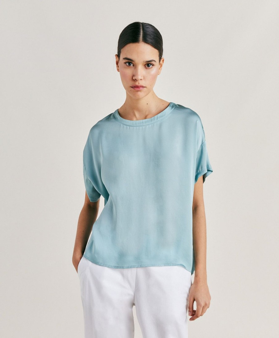 Momoni Alonso Effen Zijden Blouse - Cerulean