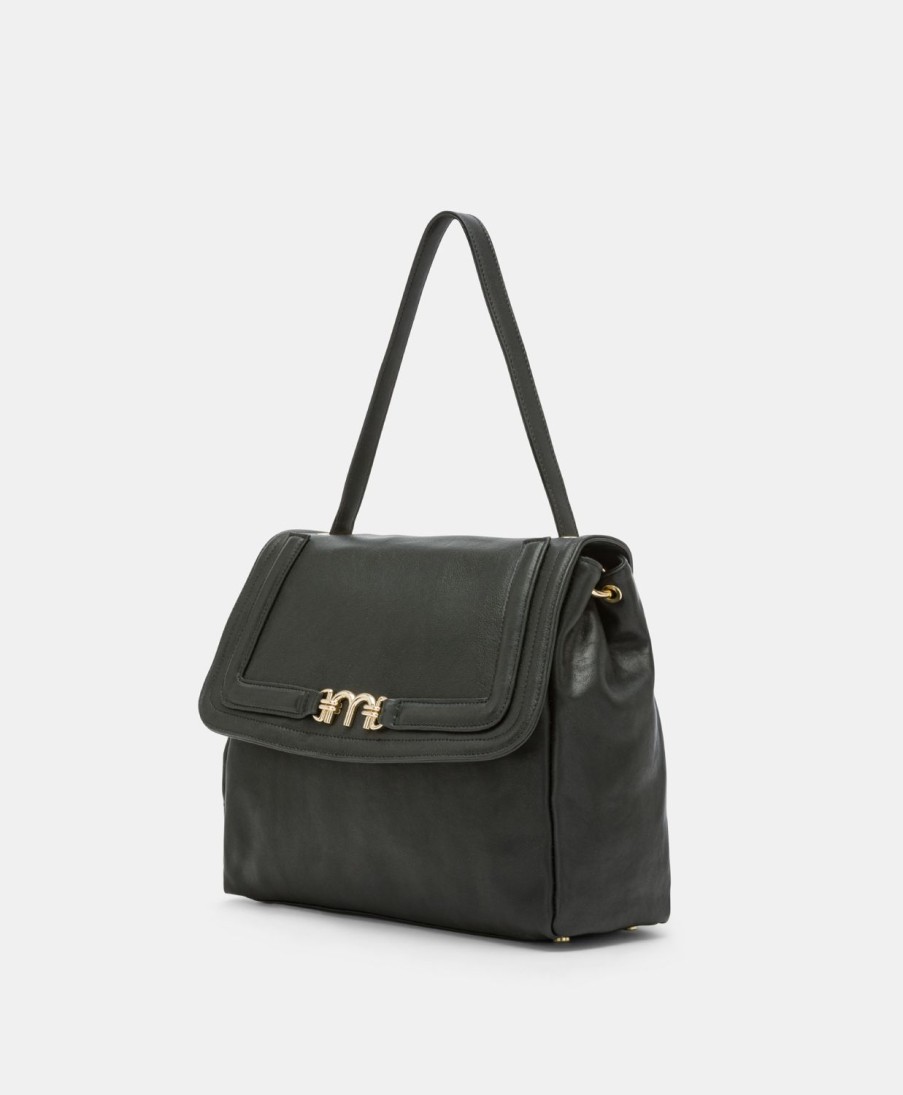 Momoni Flore Leren Tas - Zwart