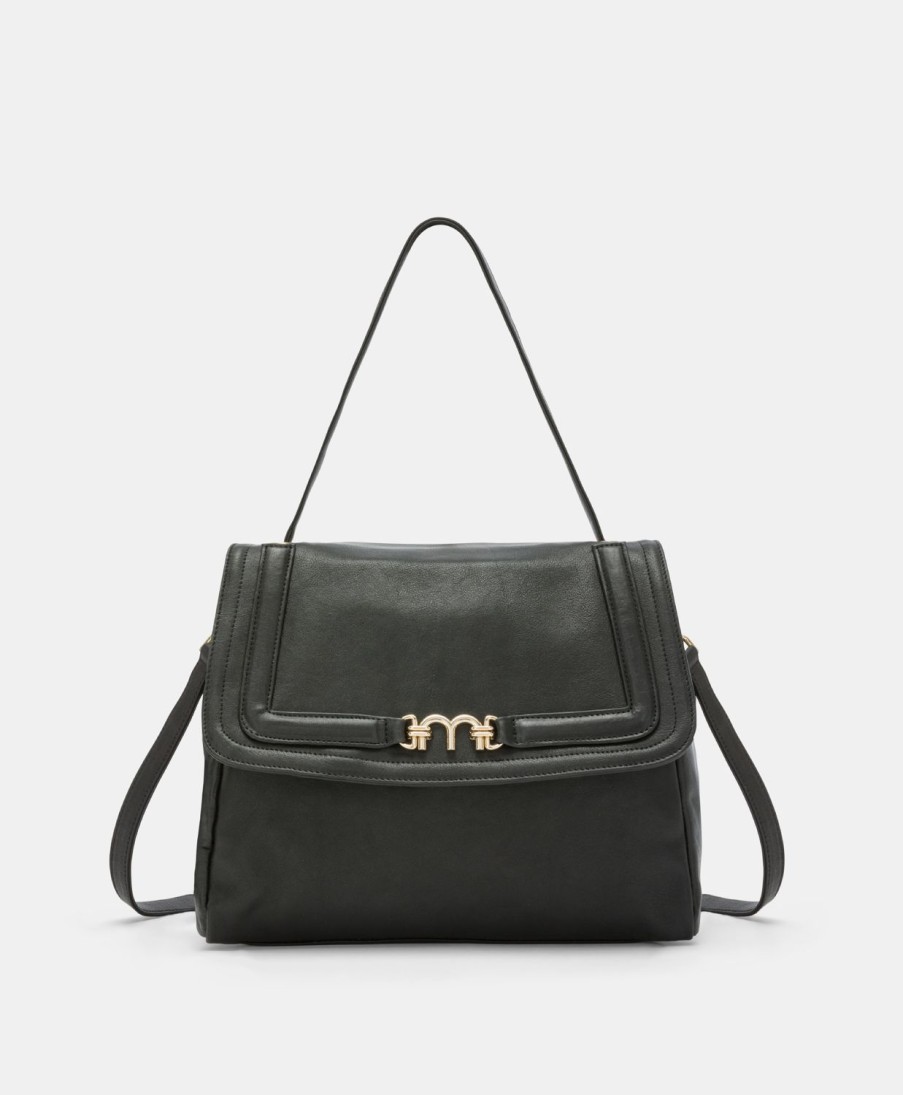 Momoni Flore Leren Tas - Zwart