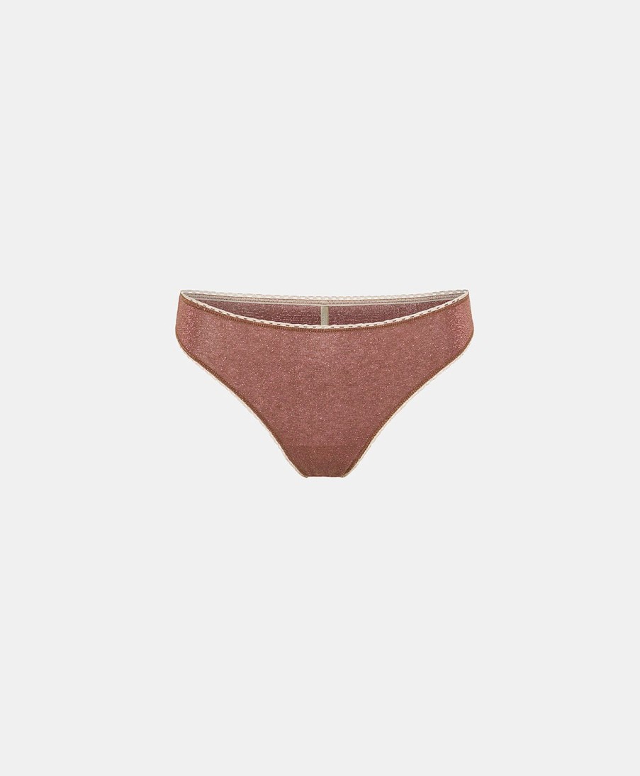 Momoni Arca Lurex Jersey Slip - Terracotta