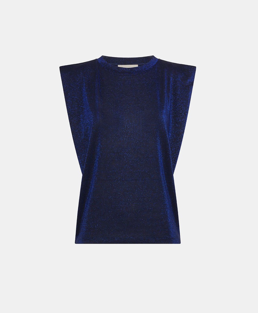 Momoni Enna T-Shirt In Lurex Jersey - Bluette