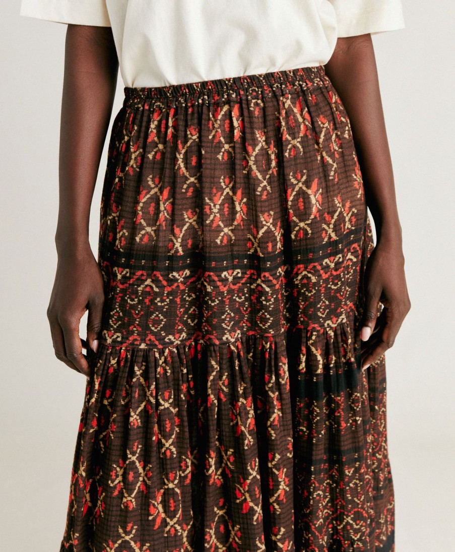 Momoni Yasmine Gaas Rok - Chocolade/Rood