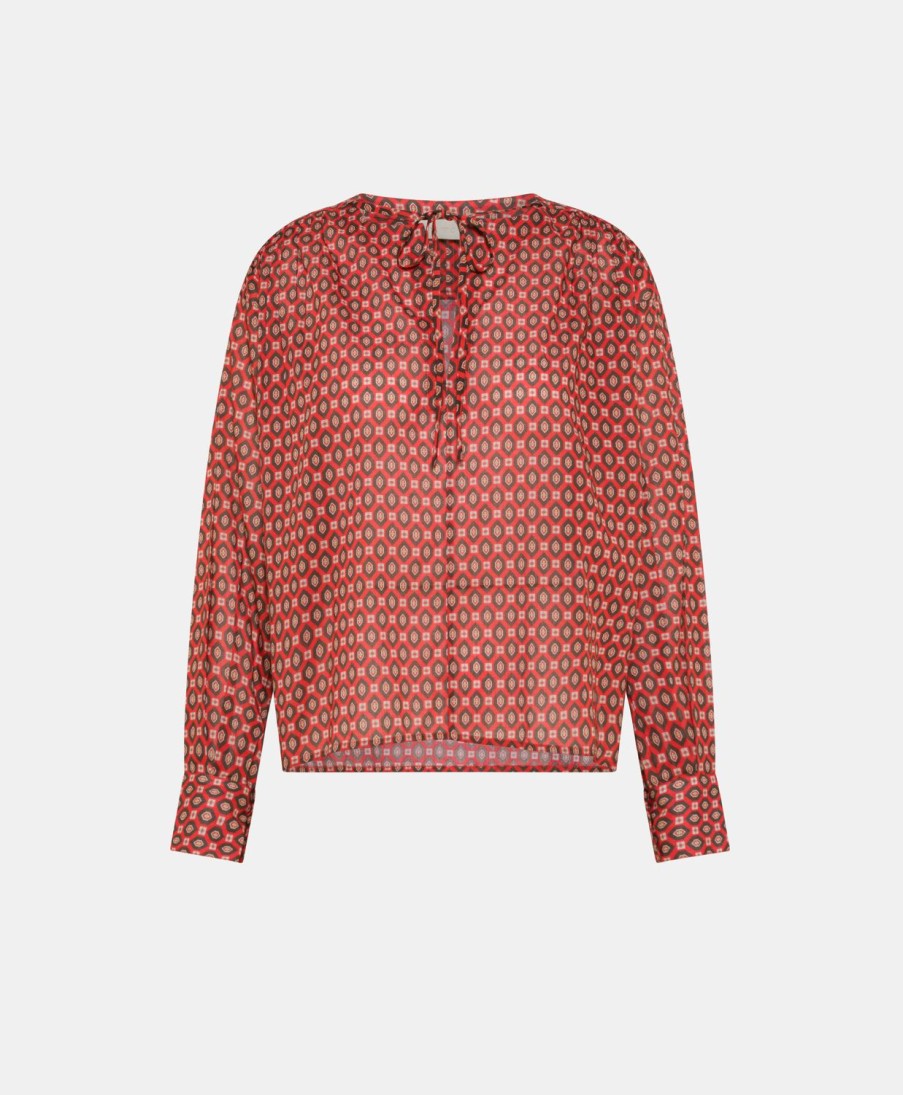 Momoni Gypsophilia-Blouse Van Bedrukte Katoenen Voile - Rood