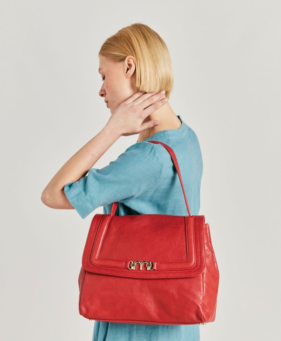 Momoni Flore Bag Leren Tas - Rood