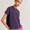 Momoni Lottie Gestreept Jersey T-Shirt - Fuchsia/Blauw