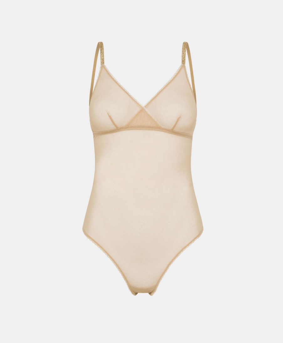 Momoni Gescheurde Tule Bodysuit - Naakt