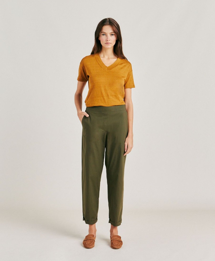 Momoni Idaho Poplin Broek - Leger