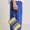 Momoni Yamir Gestreepte Raffia Clutch - Veelkleurig