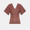 Momoni Milly Lurex Jersey T-Shirt - Terracotta