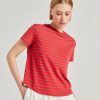 Momoni Lottie Gestreept Jersey T-Shirt - Rood/Tabak