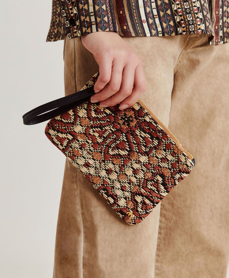 Momoni Fragua Clutch Met Weven - Zwart Veelkleurig