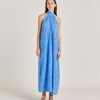 Momoni Sabina Jurk In Crepe De Chine - Bluette/Fuchsia