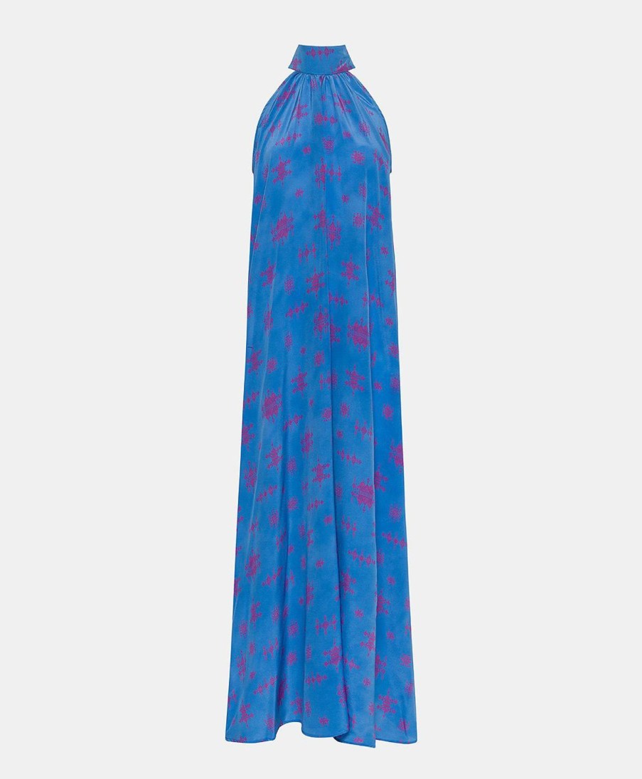 Momoni Sabina Jurk In Crepe De Chine - Bluette/Fuchsia