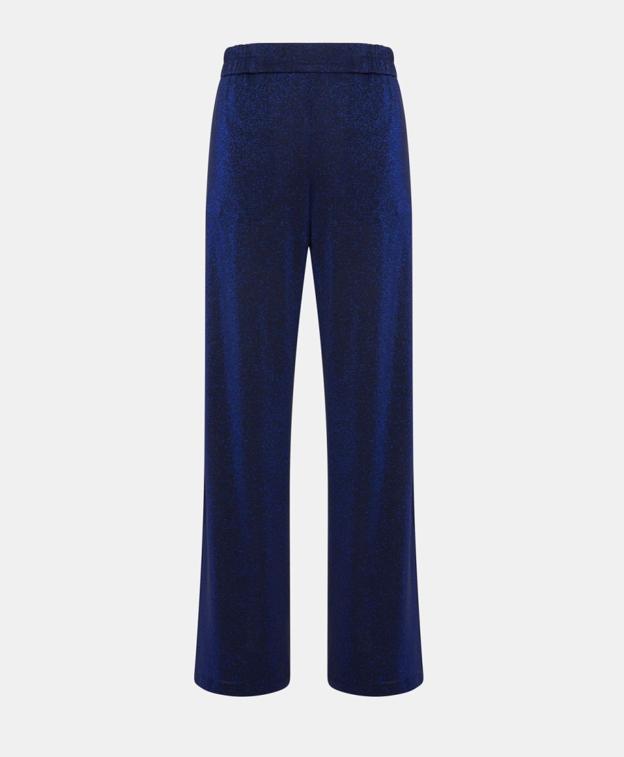 Momoni Baccarat Lurex Jerseybroek - Bluette