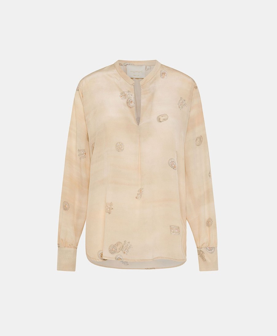 Momoni Alisha Blouse In Crepe De Chine - Veelkleurig Beige