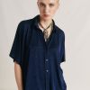 Momoni Brooklyn Lurex Jersey Overhemd - Bluette