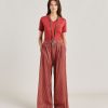 Momoni Aspen Broek Van Katoenen Voile Met Print - Rood