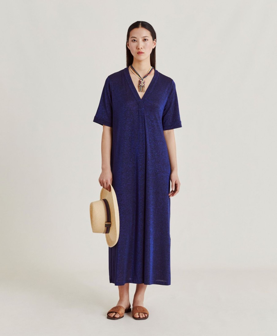 Momoni Altamura Jurk In Jersey Lurex - Bluette