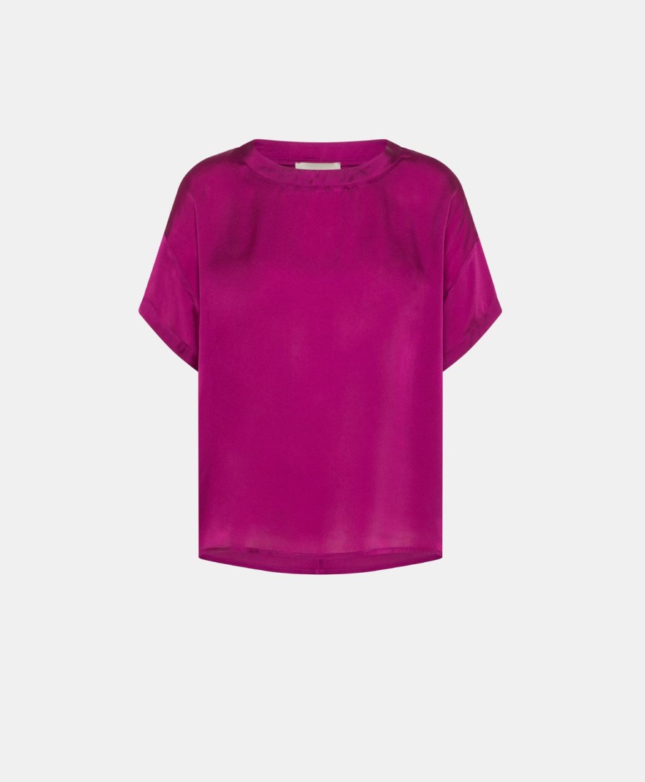 Momoni Alonso Blouse Van Effen Zijde - Cyclaam