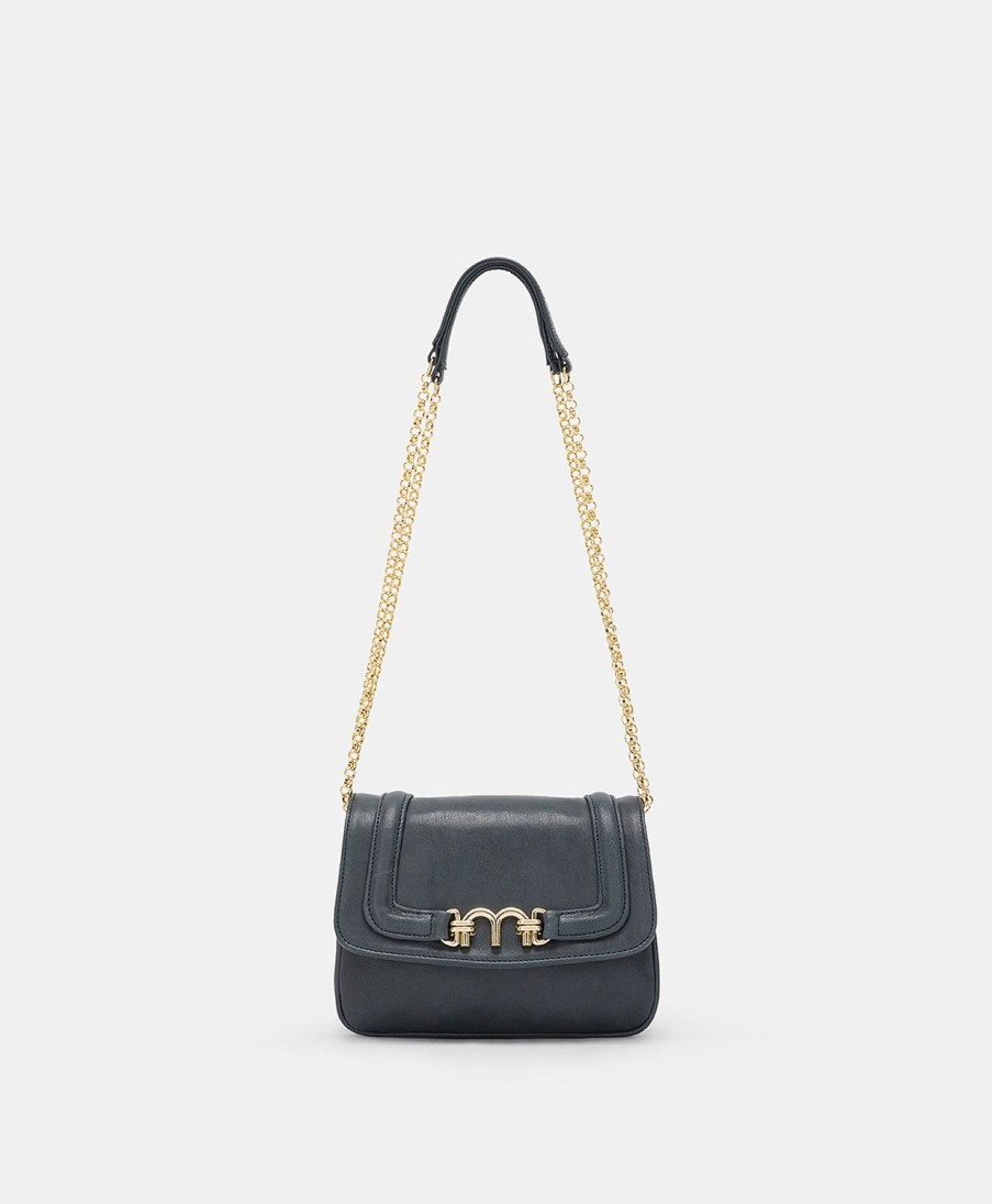 Momoni Mimi Flore Leren Tas - Blauw