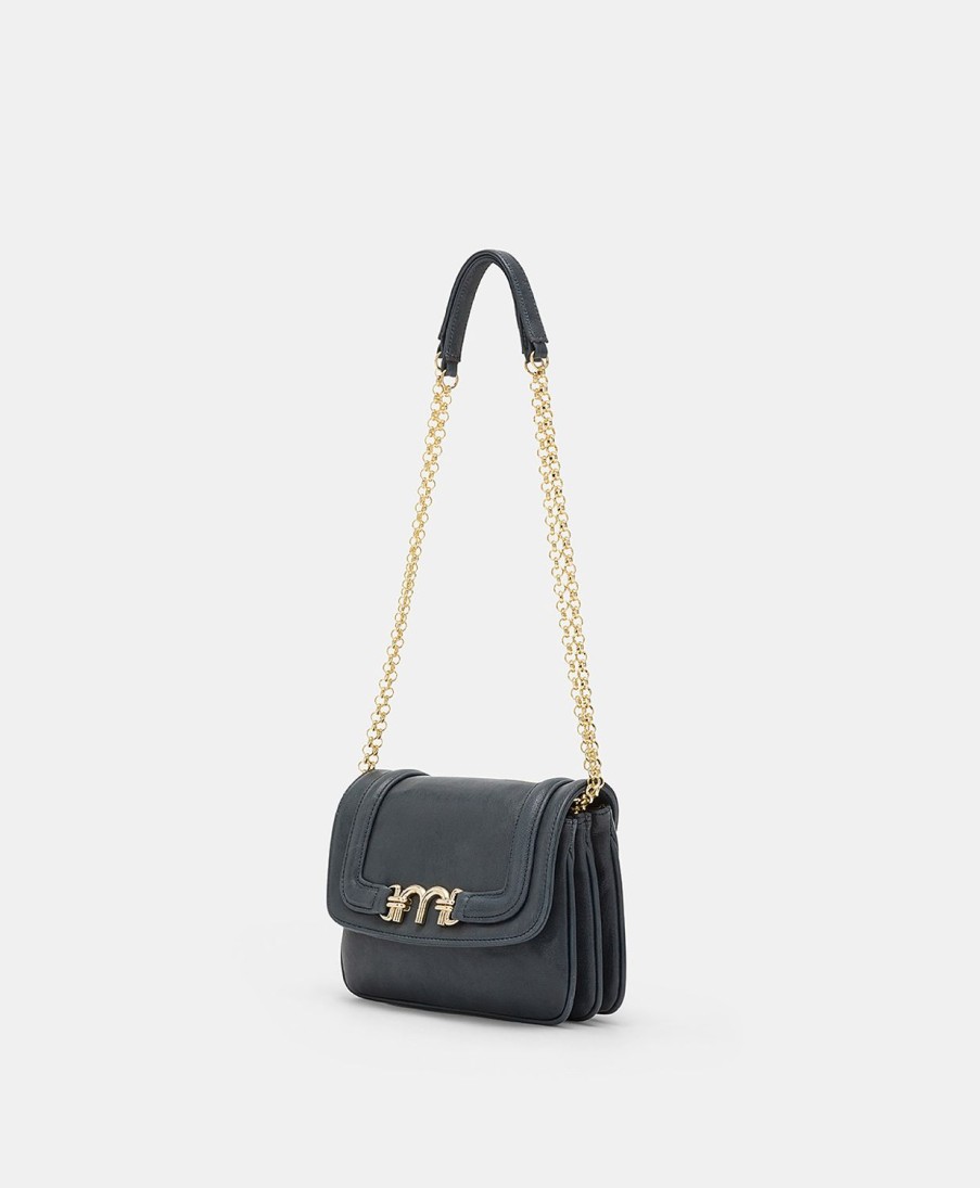 Momoni Mimi Flore Leren Tas - Blauw